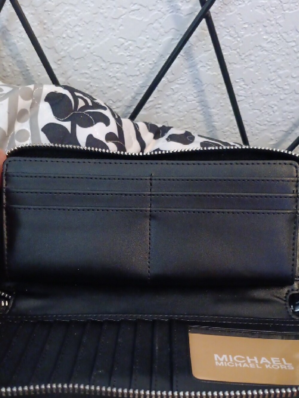 Michael Kors Black Leather Wristlet with Silver Hardware - Picture 8 of 16